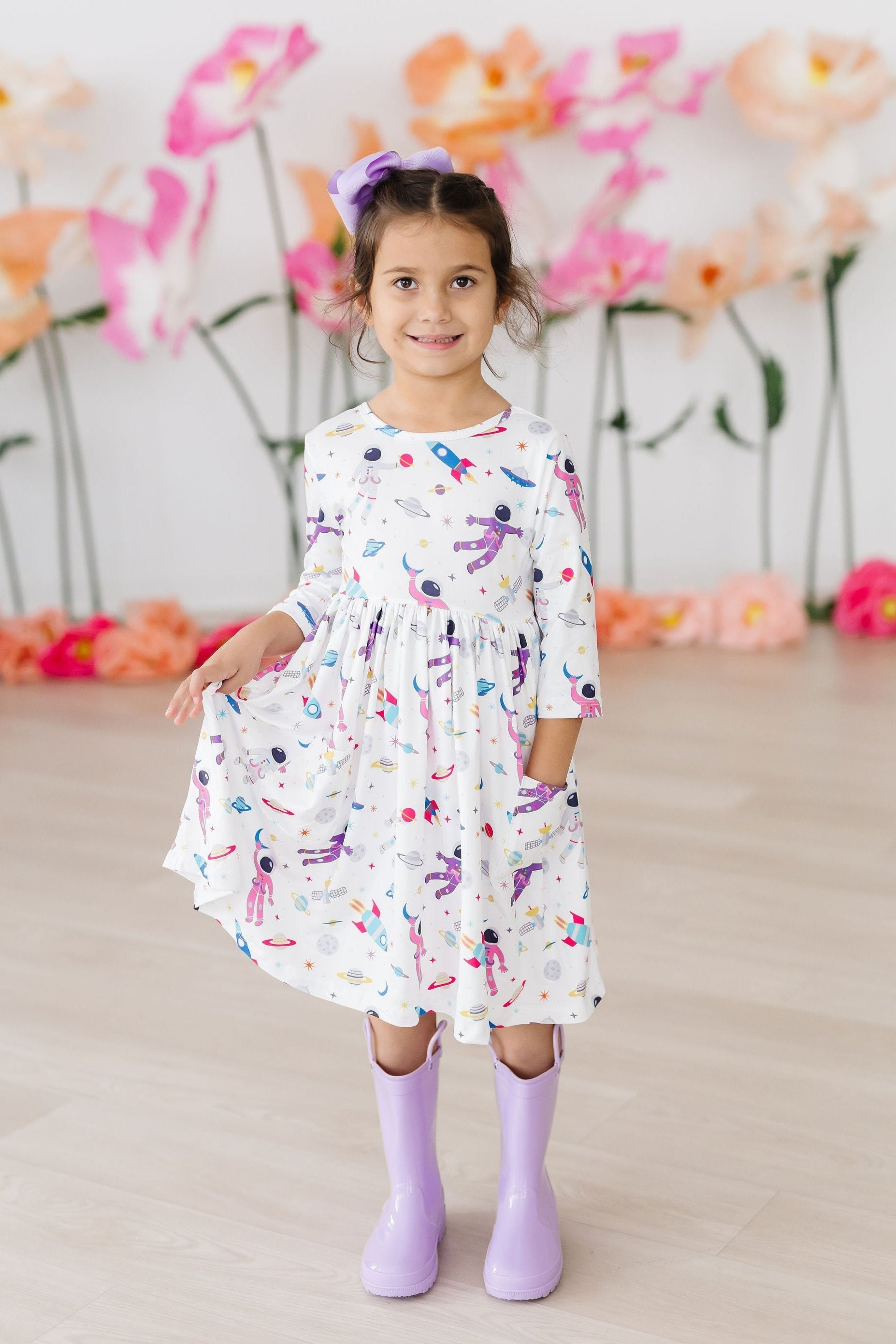 Out of this World 3/4 Sleeve Pocket Twirl Dress by Mila & Rose ®