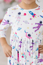 Out of this World 3/4 Sleeve Pocket Twirl Dress by Mila & Rose ®