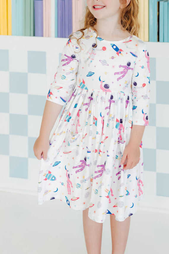 Out of this World 3/4 Sleeve Pocket Twirl Dress by Mila & Rose ®