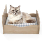Elevated Pet Bed Frame with Rails and Cute Headboards-Walnut by LuxuryLifeWay Online Store