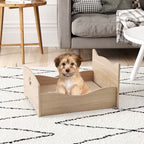 Elevated Pet Bed Frame with Rails and Cute Headboards-Walnut by LuxuryLifeWay Online Store