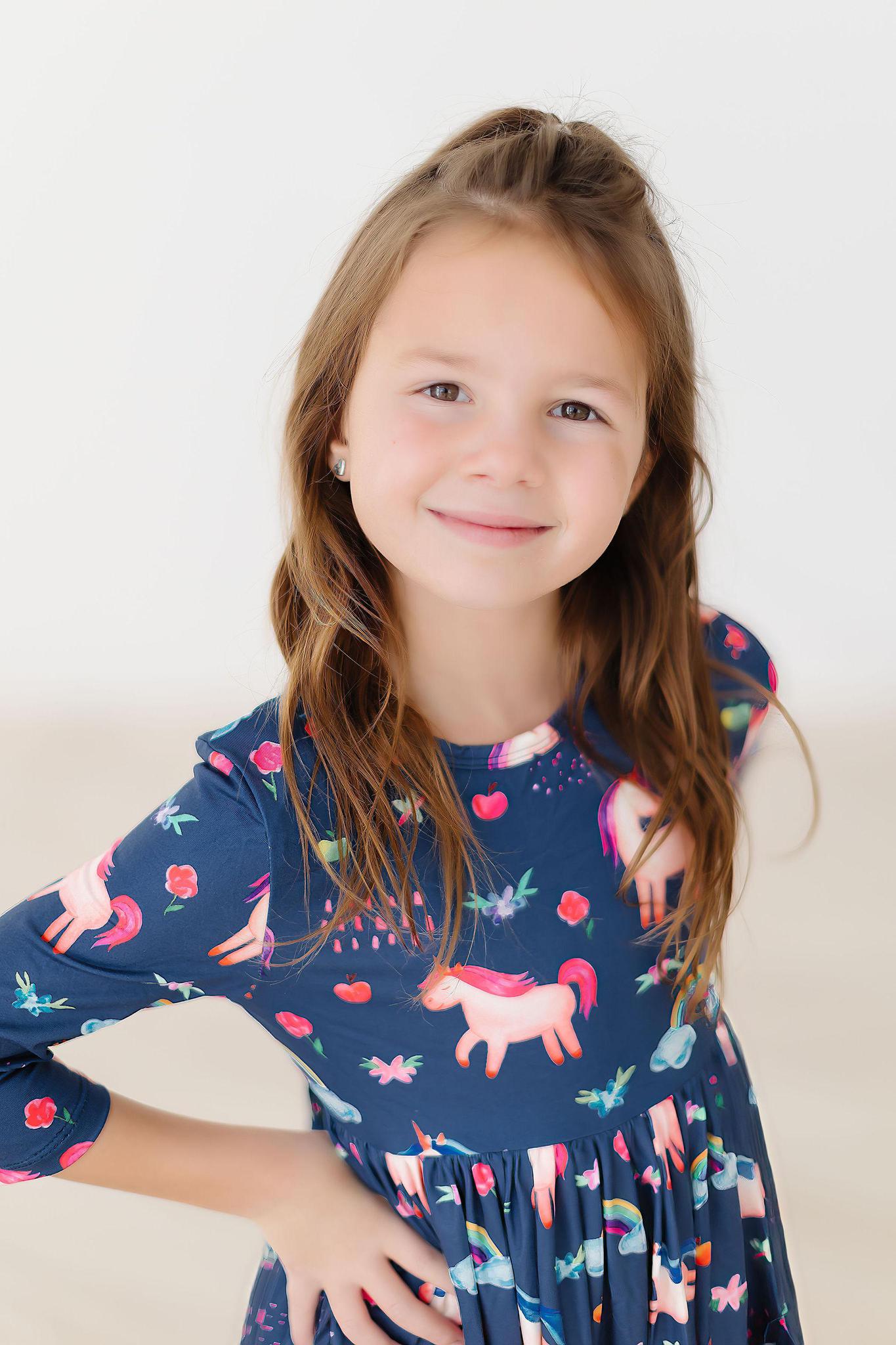 Painted Skies 3/4 Sleeve Pocket Twirl Dress by Mila & Rose ®