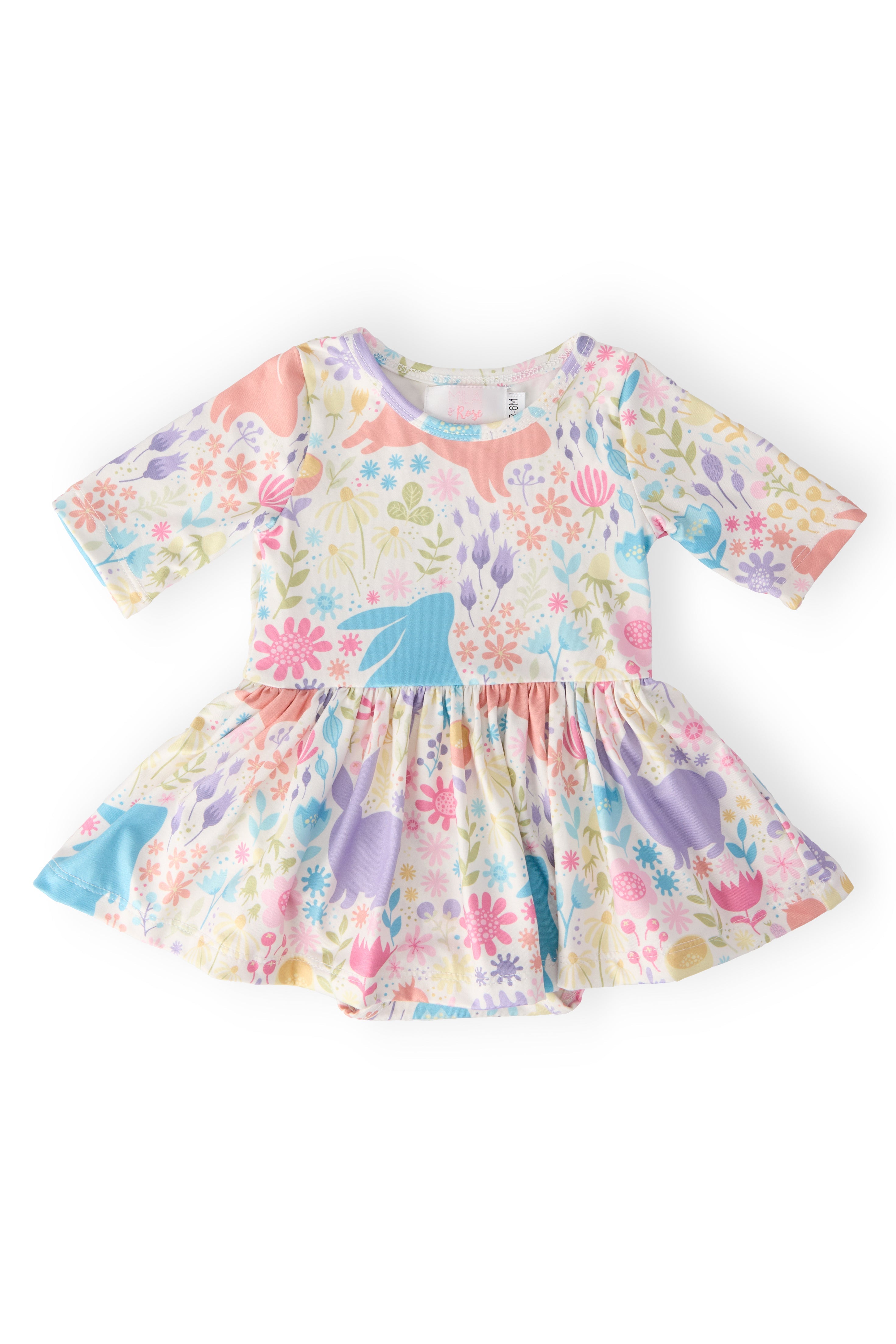 Pastel Floral Bunnies Twirl Bodysuit by Mila & Rose ®