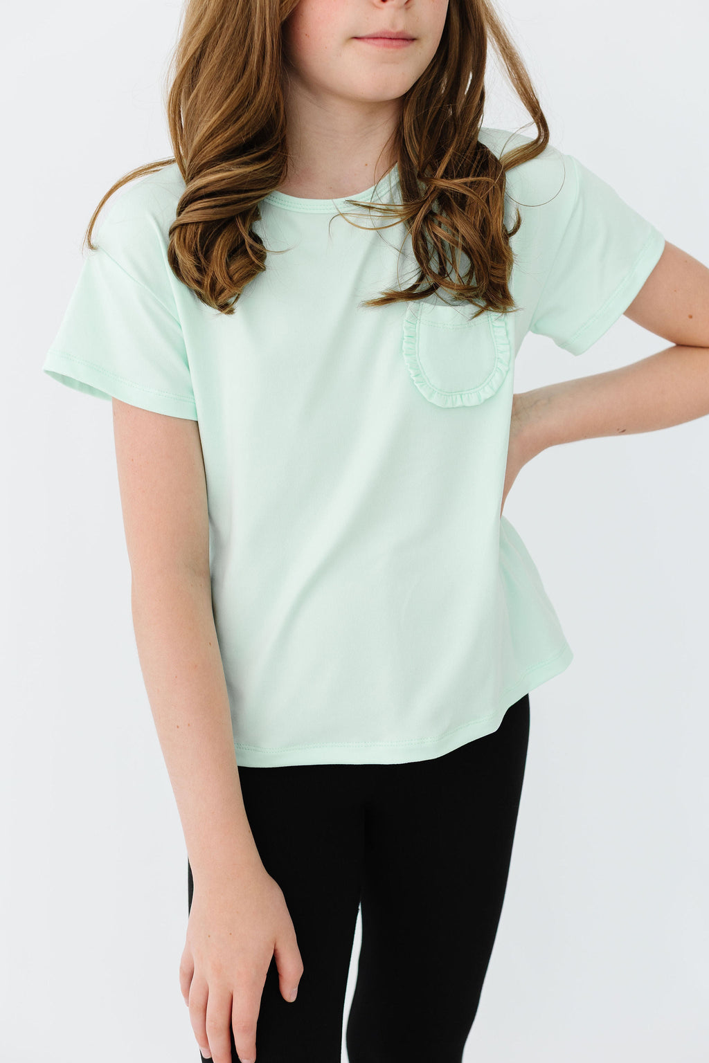 Pastel Green Ruffle Pocket Tee by Mila & Rose ®