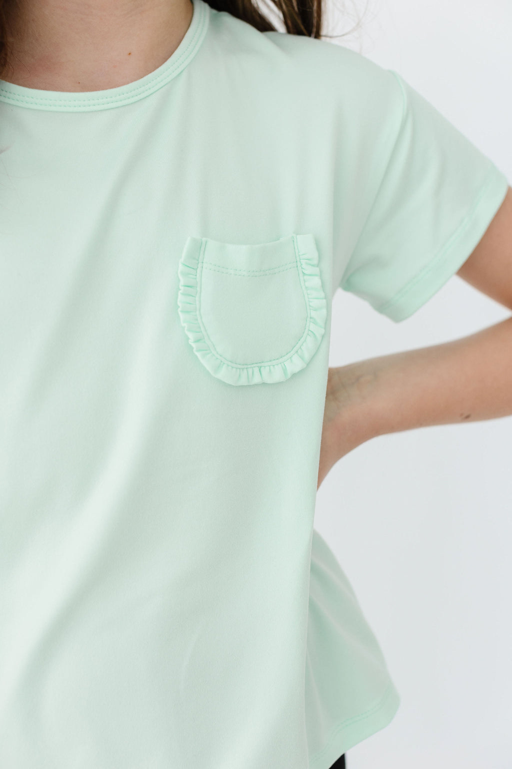 Pastel Green Ruffle Pocket Tee by Mila & Rose ®