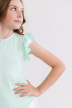 Pastel Green S/S Ruffle Tee by Mila & Rose ®