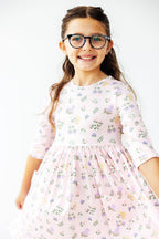 Pastel Petals 3/4 Sleeve Pocket Twirl Dress by Mila & Rose ®