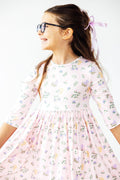 Pastel Petals 3/4 Sleeve Pocket Twirl Dress by Mila & Rose ®