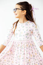 Pastel Petals 3/4 Sleeve Pocket Twirl Dress by Mila & Rose ®
