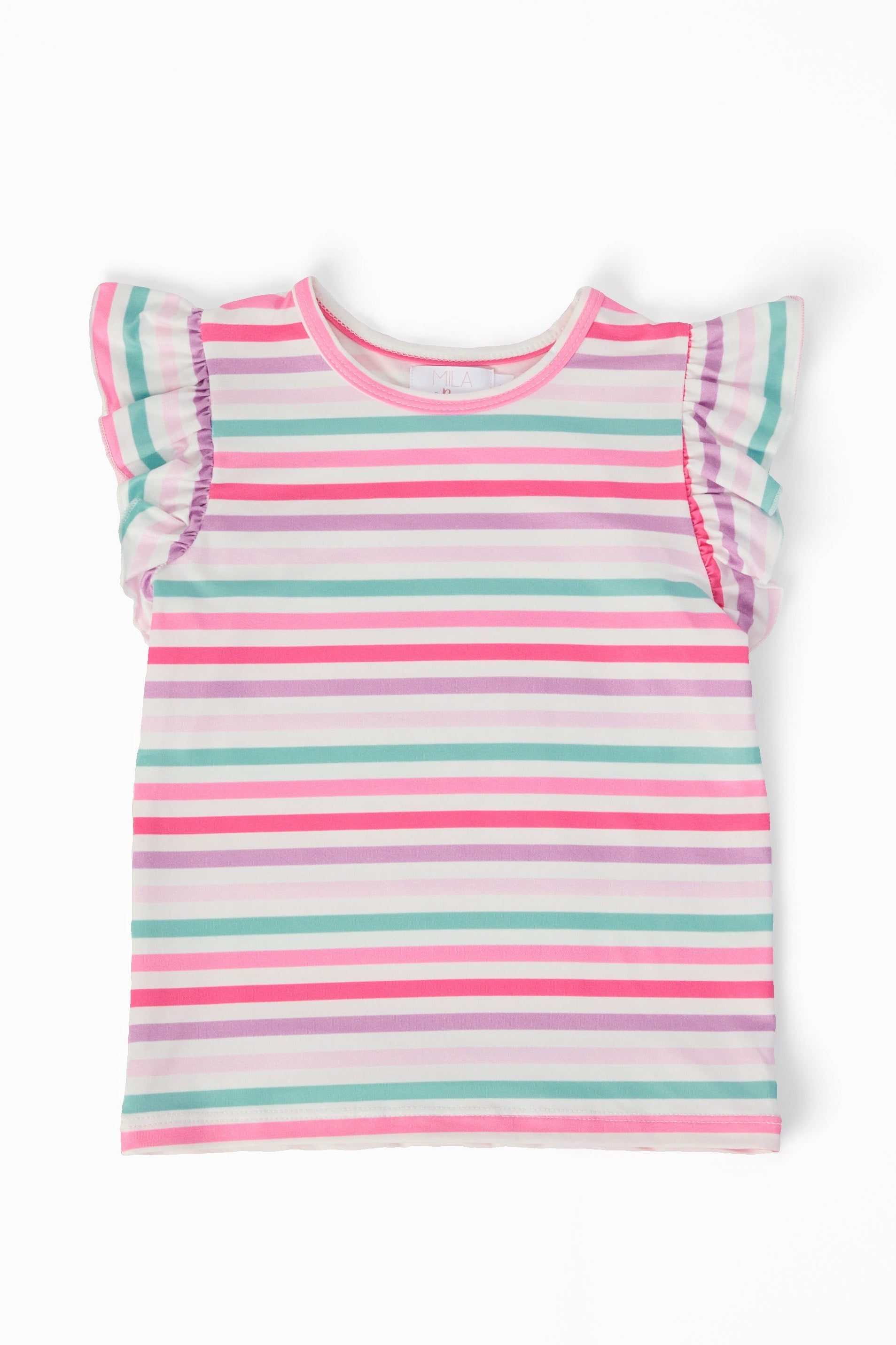 Pastel Stripes S/S Ruffle Tee by Mila & Rose ®