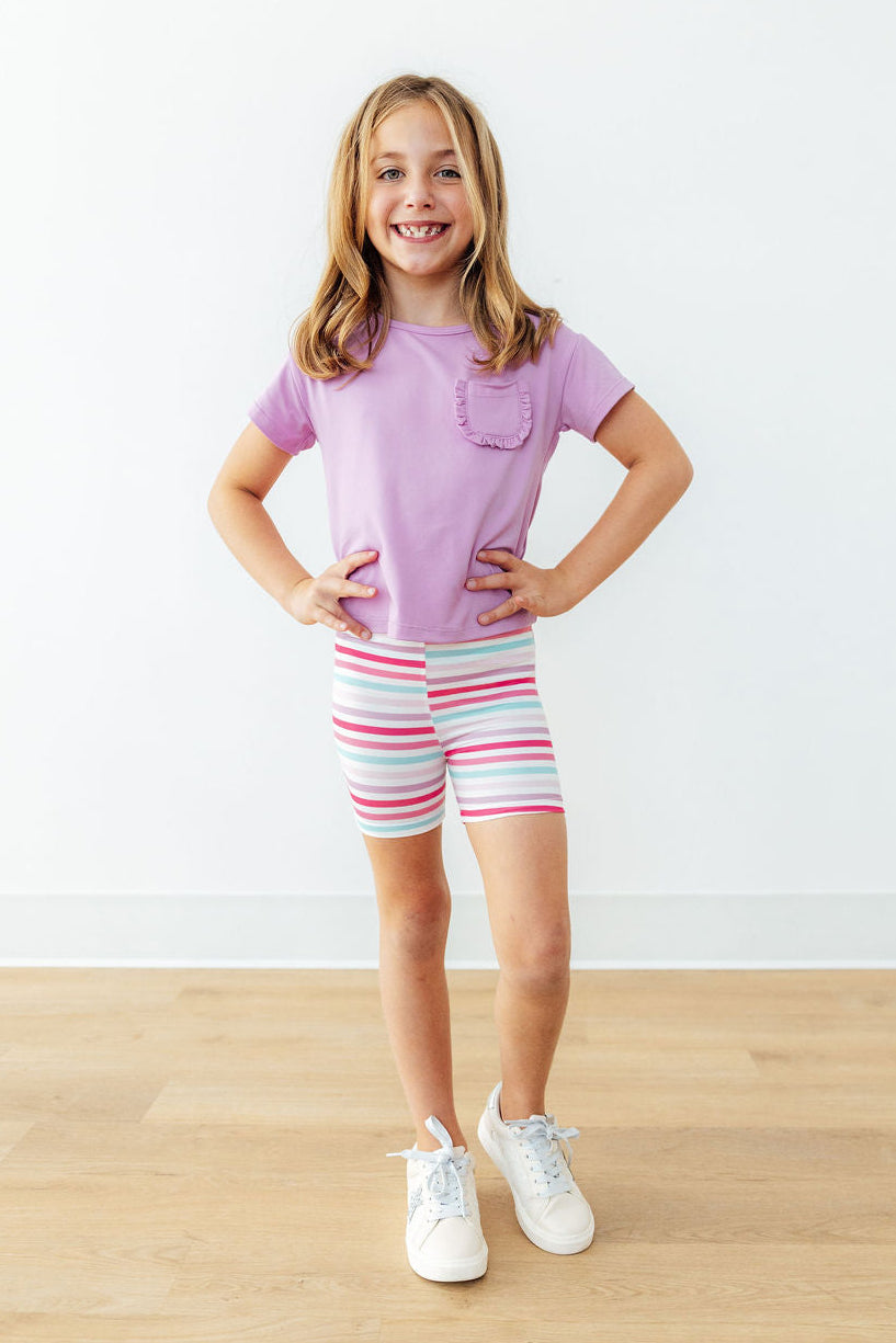 Bright Lilac Ruffle Pocket Tee by Mila & Rose ®