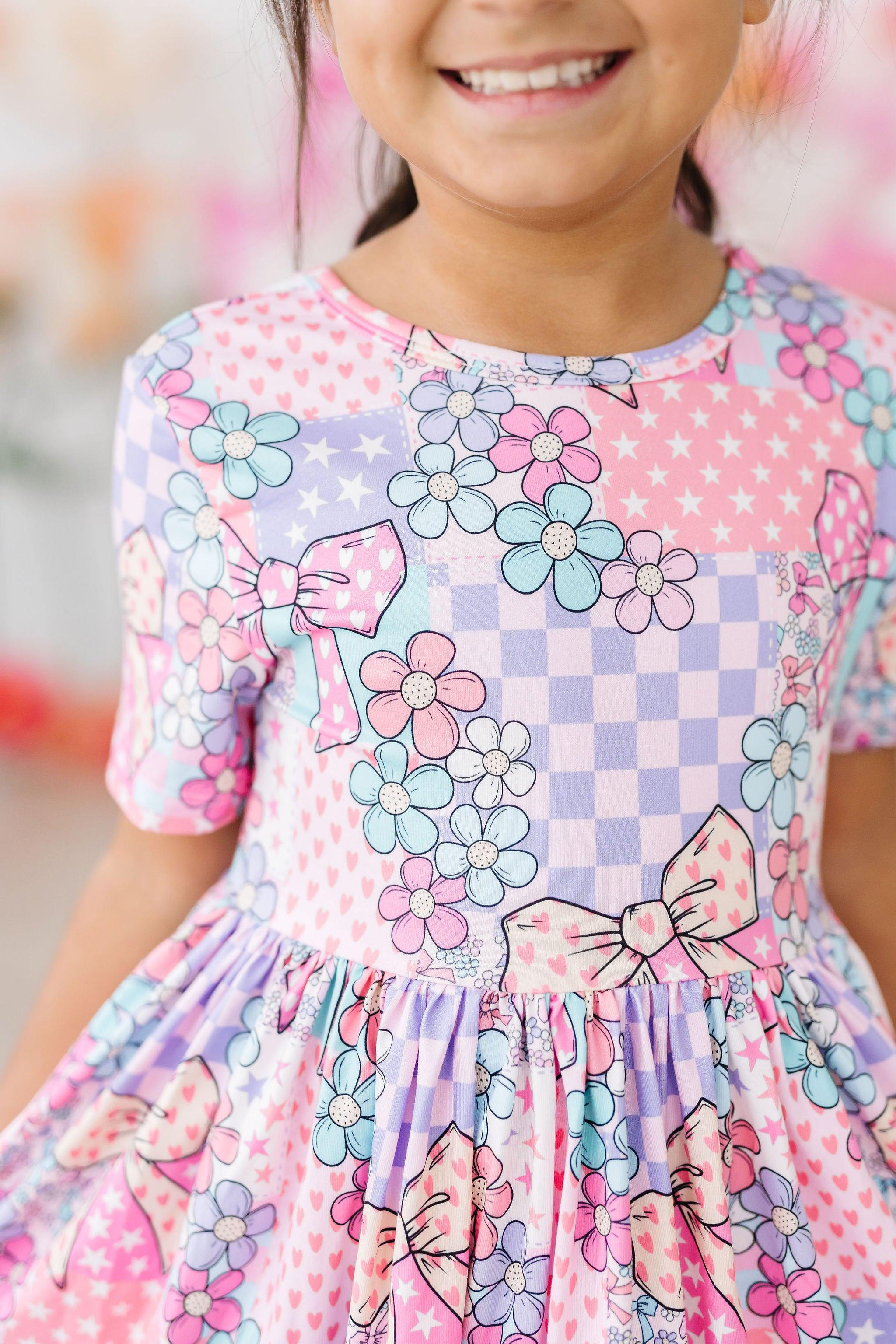 Patchwork Princess S/S Pocket Twirl Dress by Mila & Rose ®