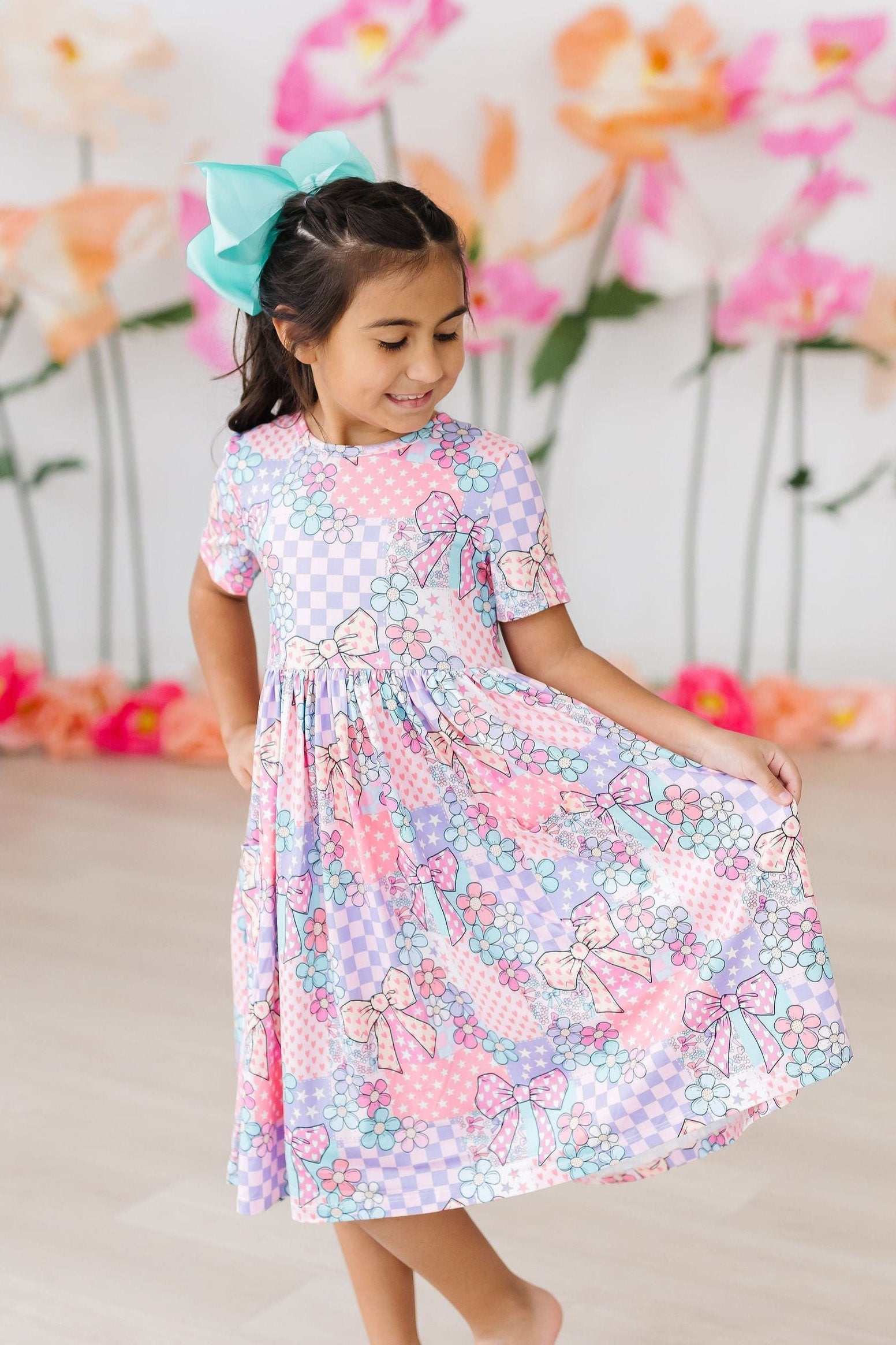Patchwork Princess S/S Pocket Twirl Dress by Mila & Rose ®