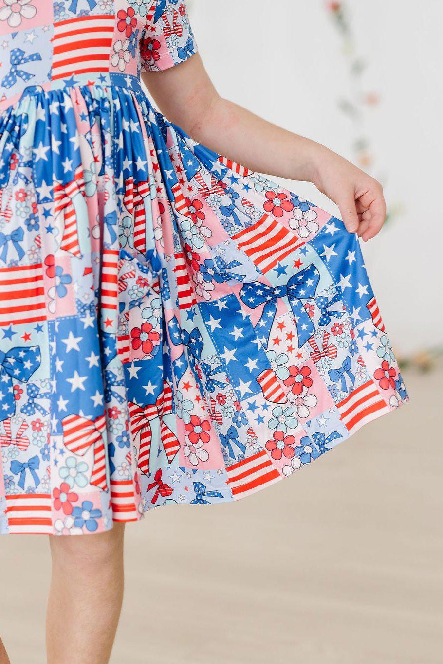 SALE Patriotic Patchwork S/S Pocket Twirl Dress by Mila & Rose ®