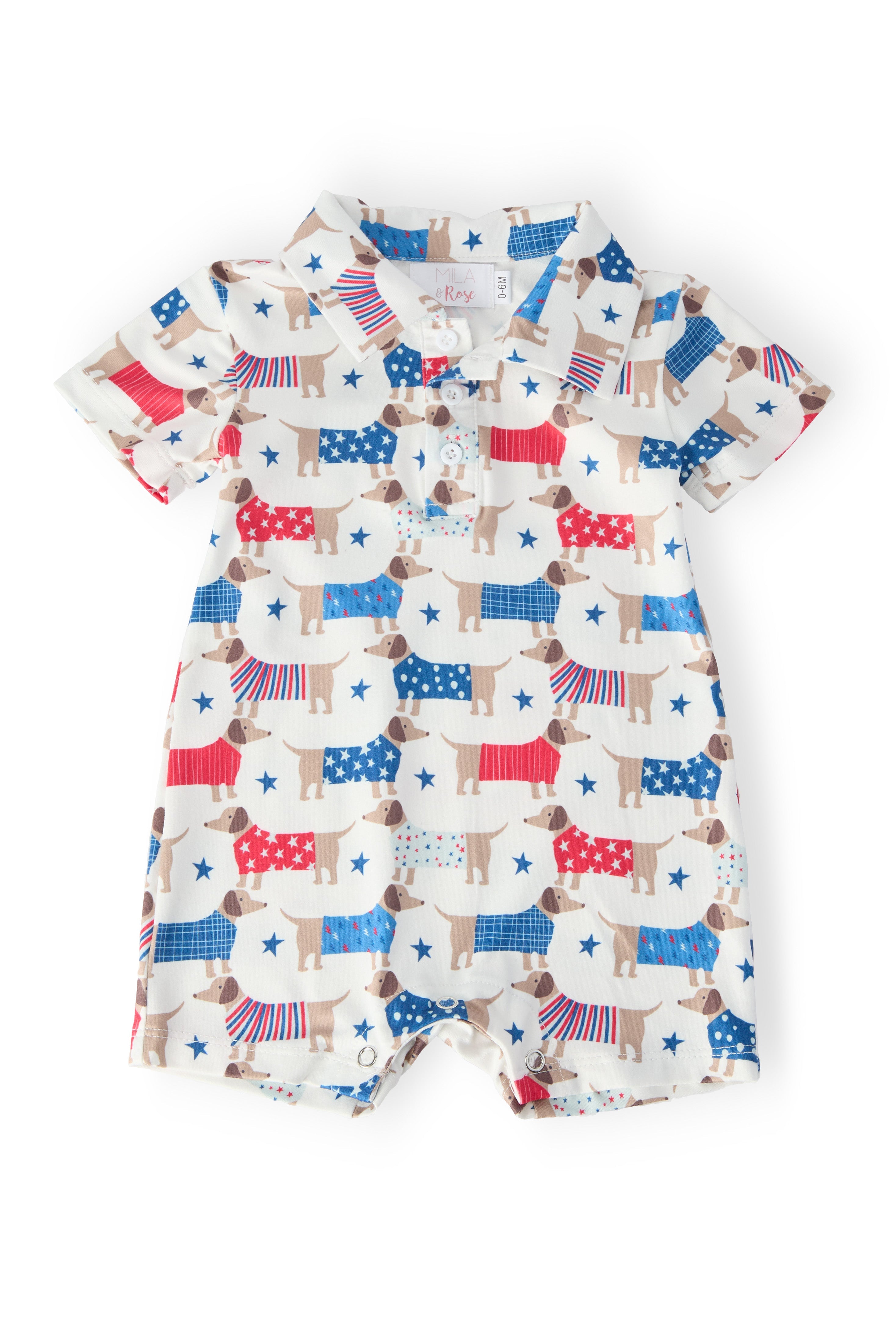 Patriotic Pups Polo Shorty One-Piece by Mila & Rose ®