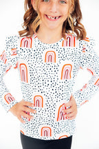 Peach Rainbow L/S Ruffle Tee by Mila & Rose ®