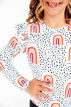 Peach Rainbow L/S Ruffle Tee by Mila & Rose ®