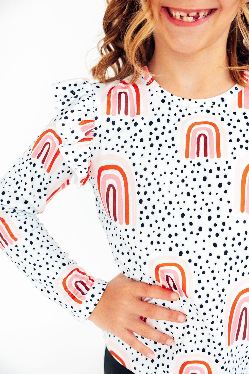 Peach Rainbow L/S Ruffle Tee by Mila & Rose ®