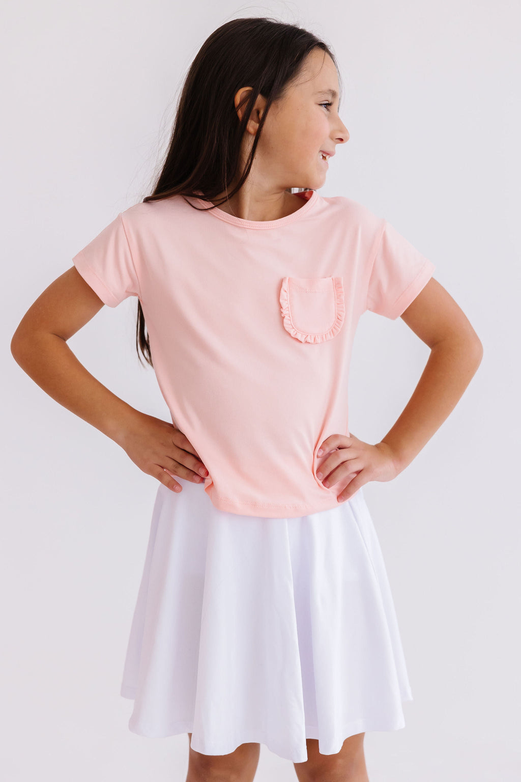Peach Ruffle Pocket Tee by Mila & Rose ®