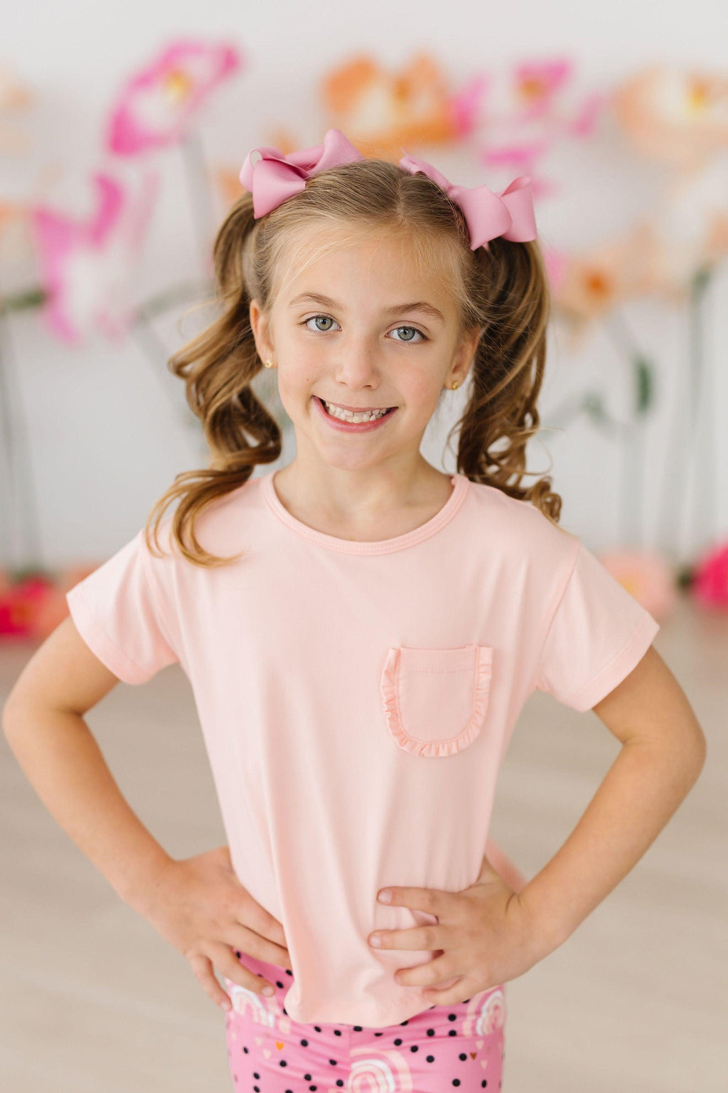 Peach Ruffle Pocket Tee by Mila & Rose ®