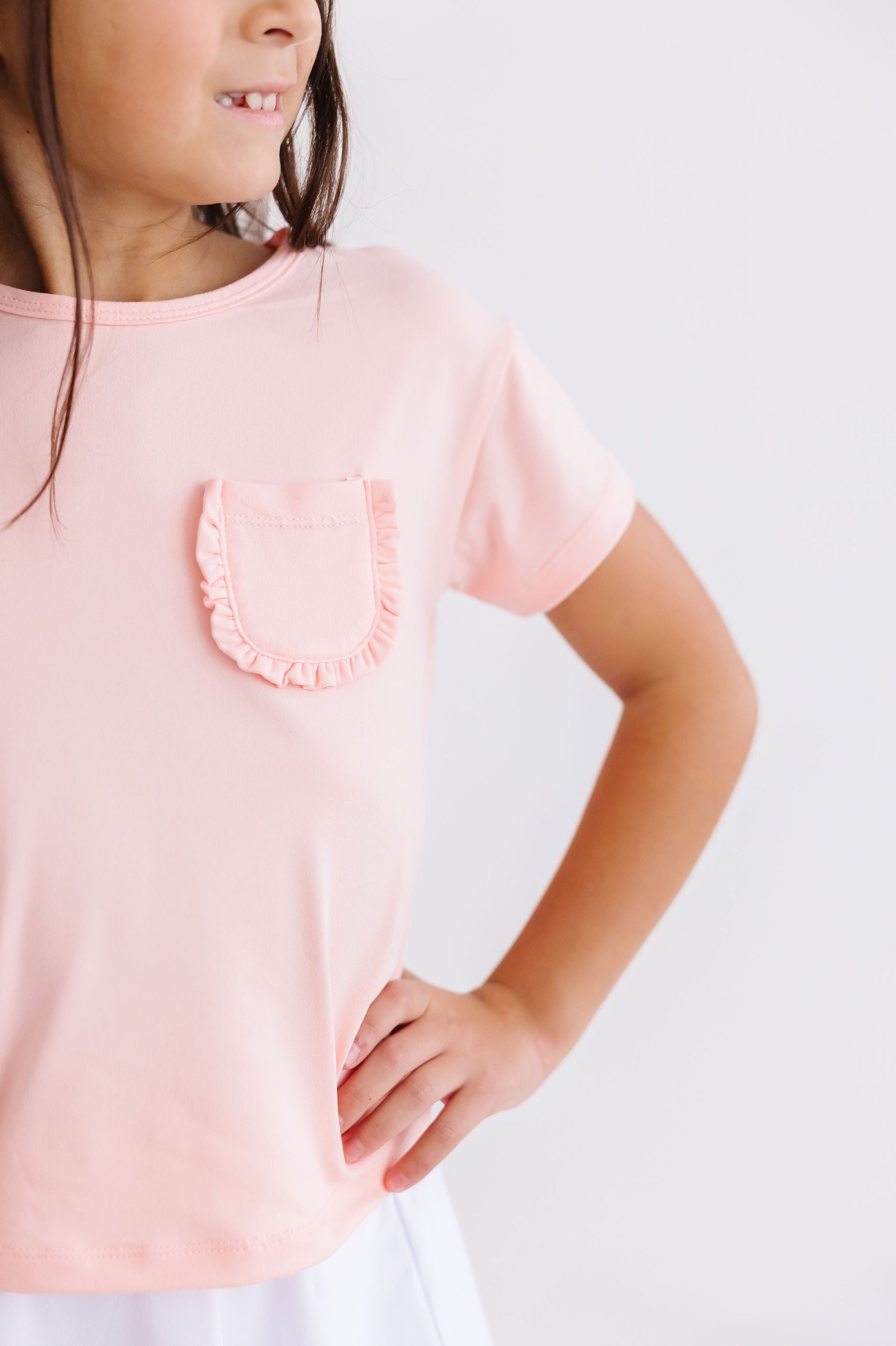 Peach Ruffle Pocket Tee by Mila & Rose ®