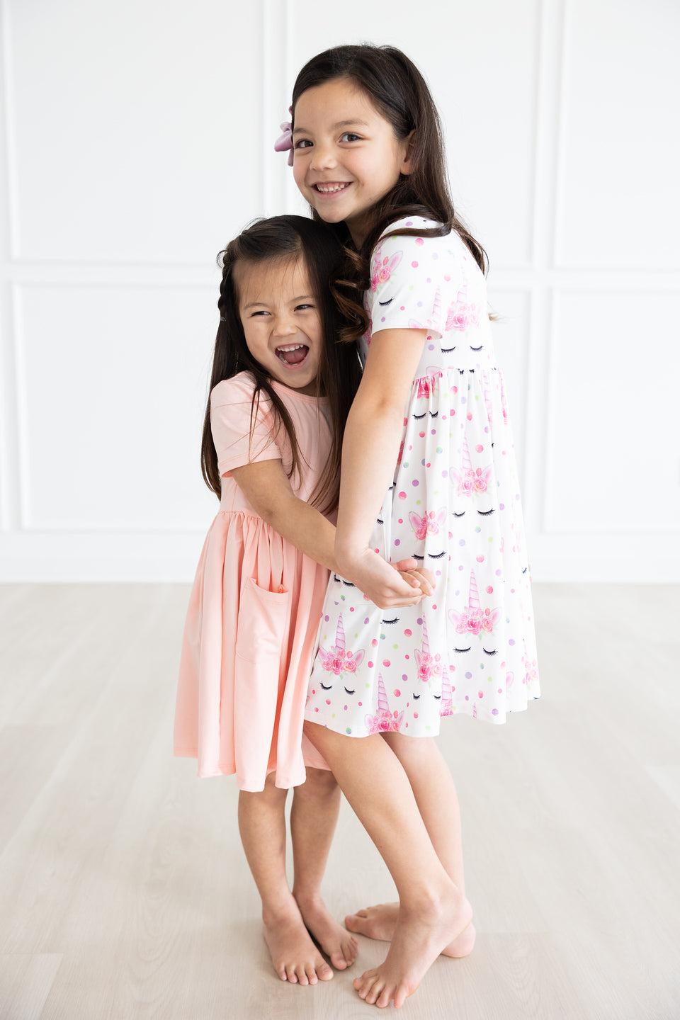 Peach S/S Pocket Twirl Dress by Mila & Rose ®