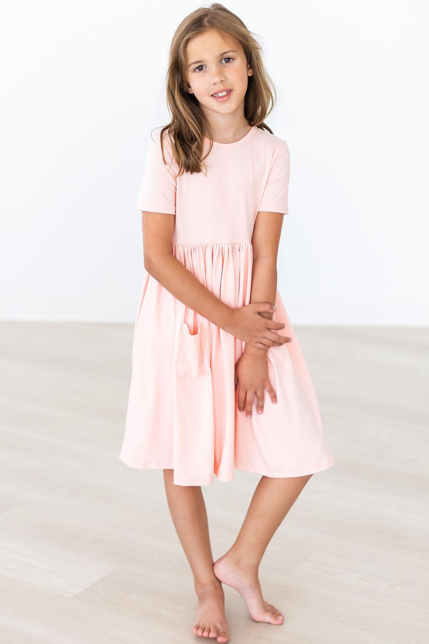 Peach S/S Pocket Twirl Dress by Mila & Rose ®