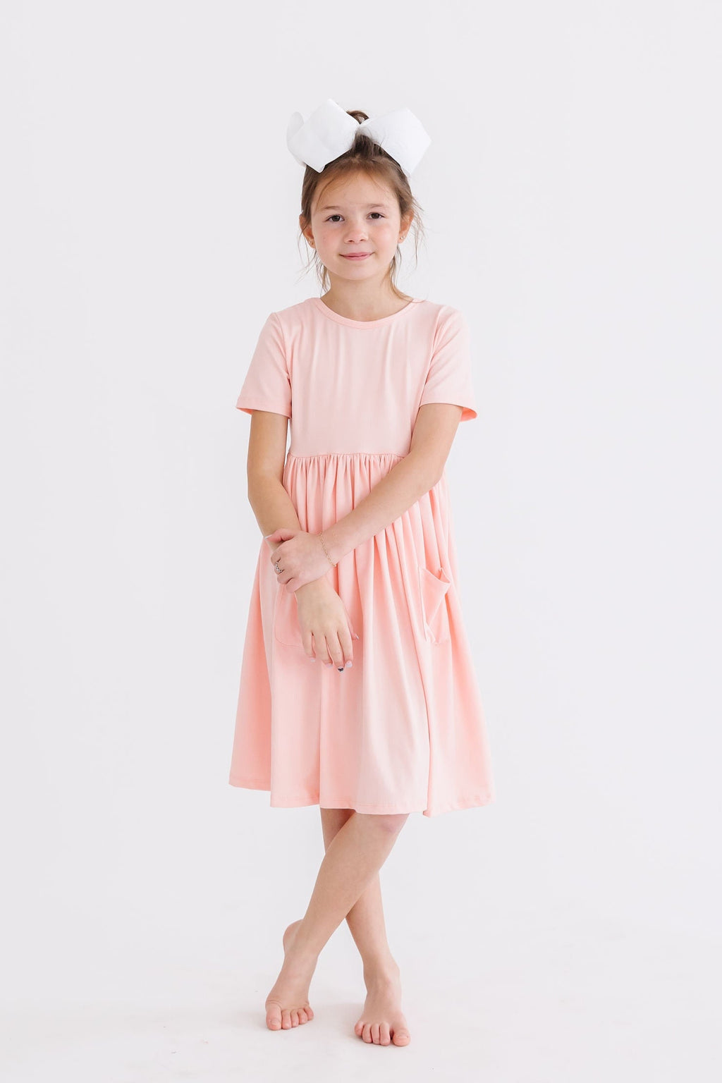 Peach S/S Pocket Twirl Dress by Mila & Rose ®