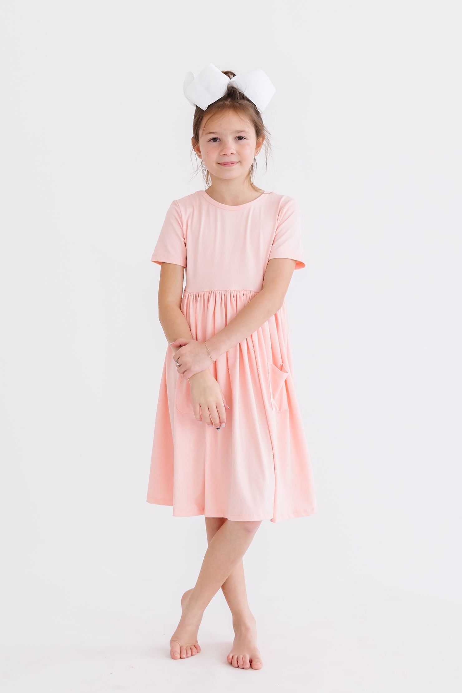Peach S/S Pocket Twirl Dress by Mila & Rose ®