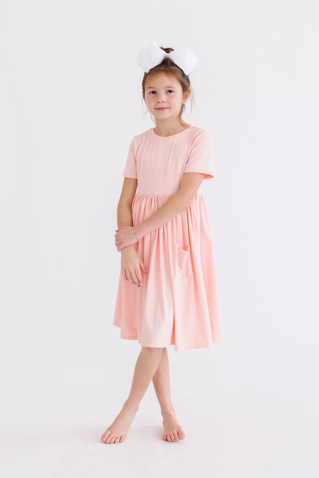 Peach S/S Pocket Twirl Dress by Mila & Rose ®