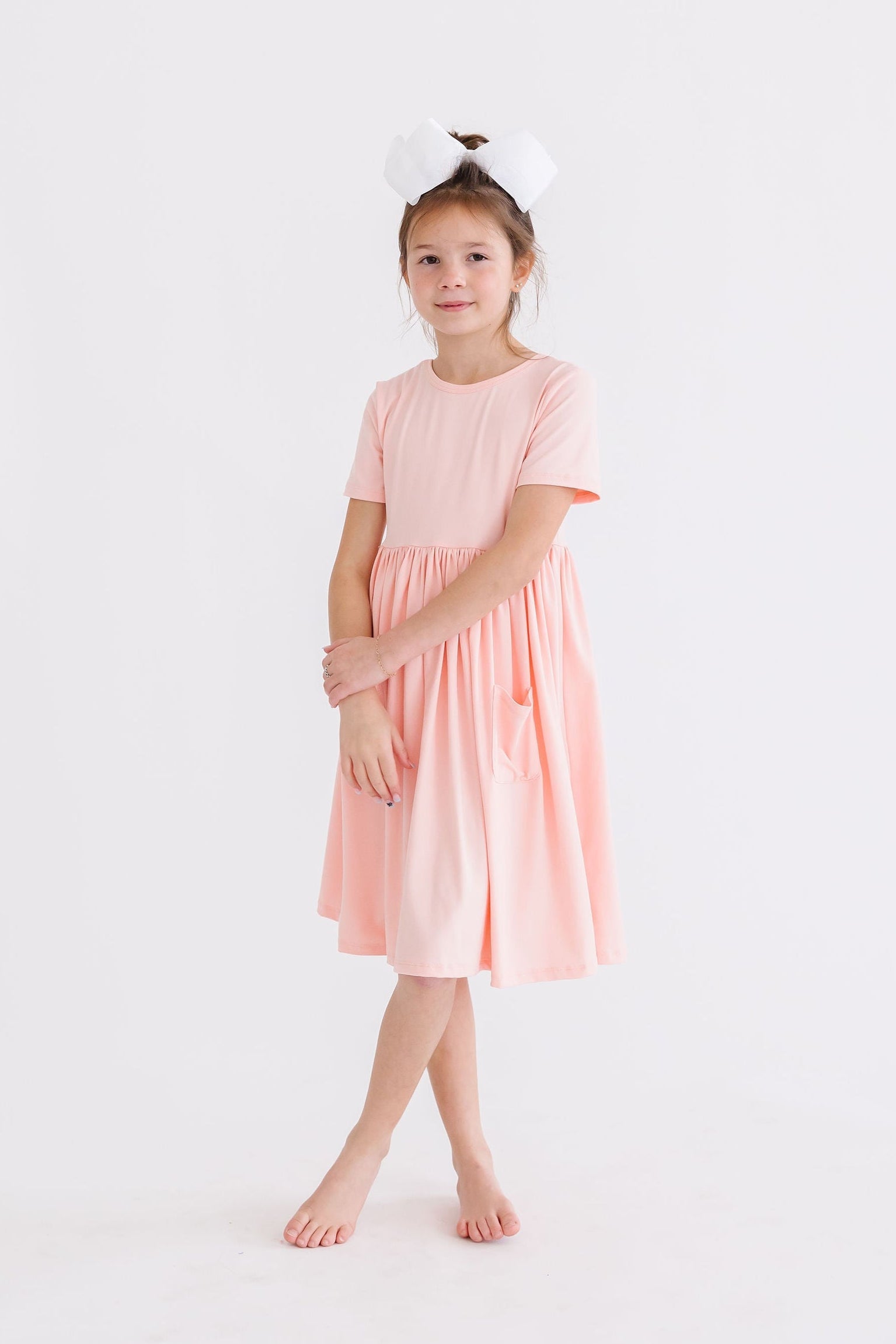 Peach S/S Pocket Twirl Dress by Mila & Rose ®