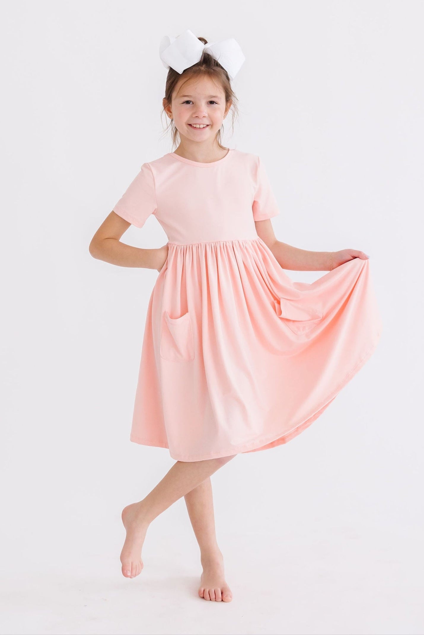 Peach S/S Pocket Twirl Dress by Mila & Rose ®