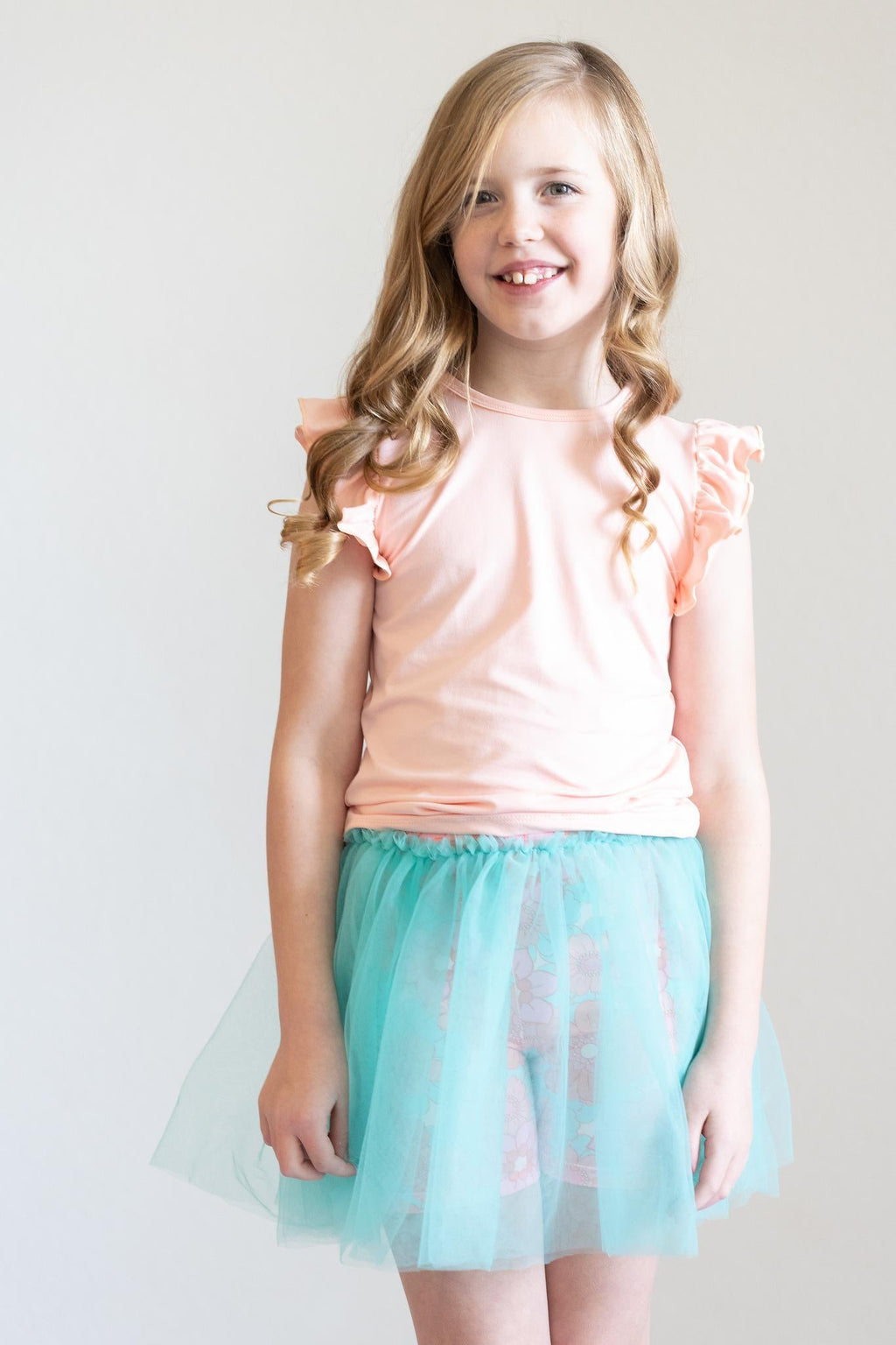 Peach S/S Ruffle Tee by Mila & Rose ®