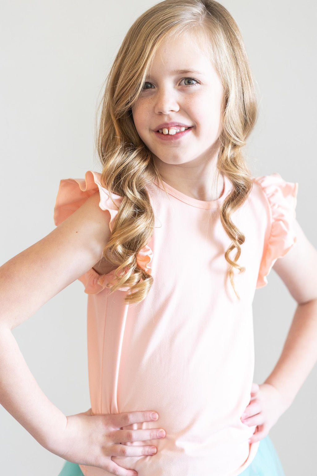 Peach S/S Ruffle Tee by Mila & Rose ®