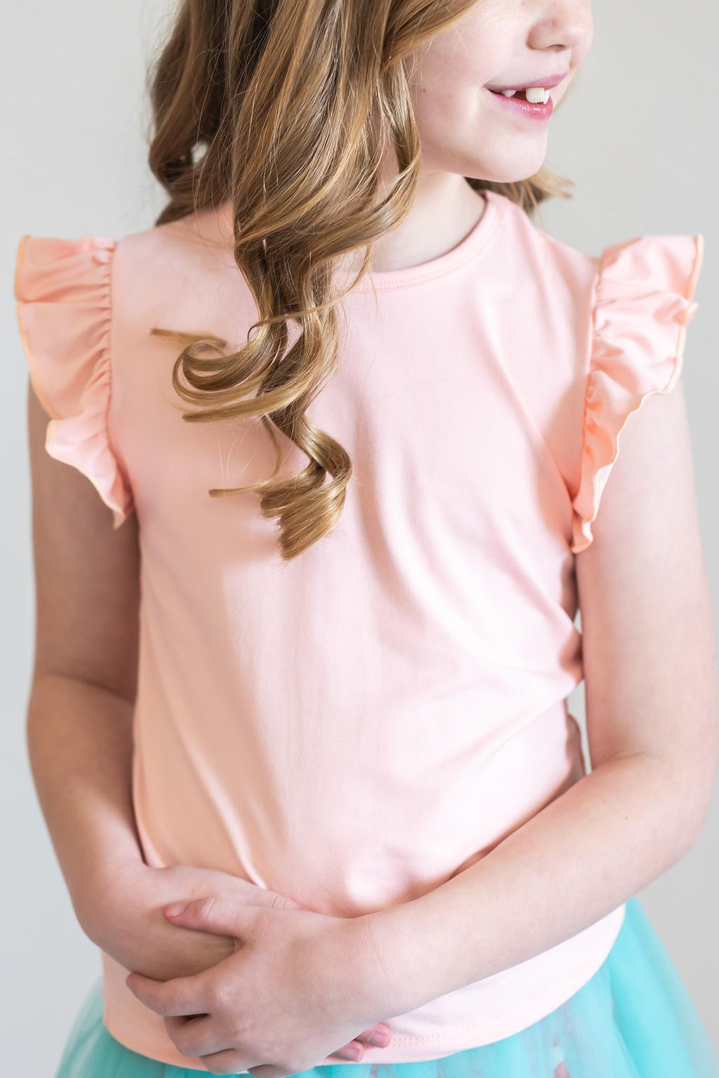 Peach S/S Ruffle Tee by Mila & Rose ®