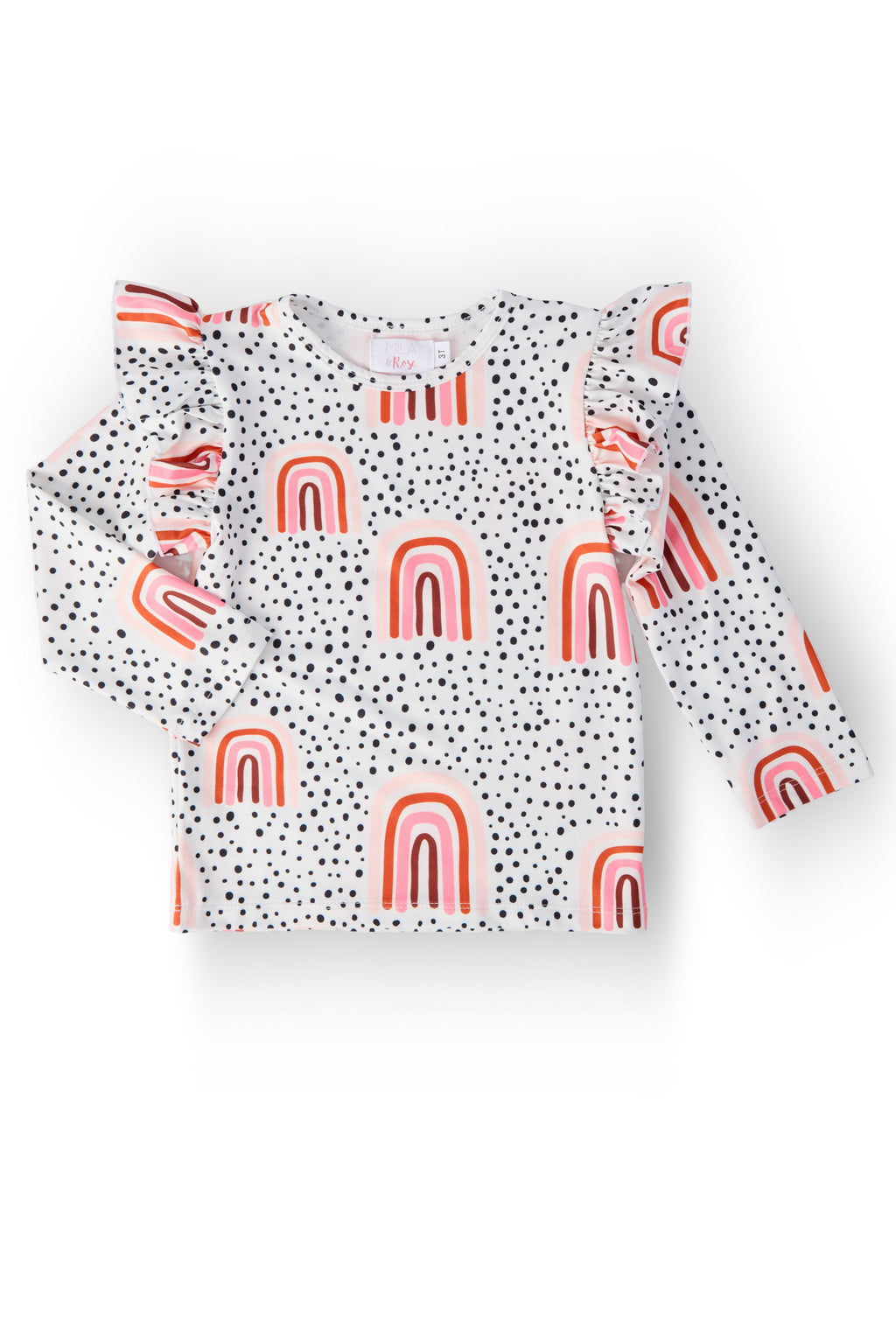 Peach Rainbow L/S Ruffle Tee by Mila & Rose ®