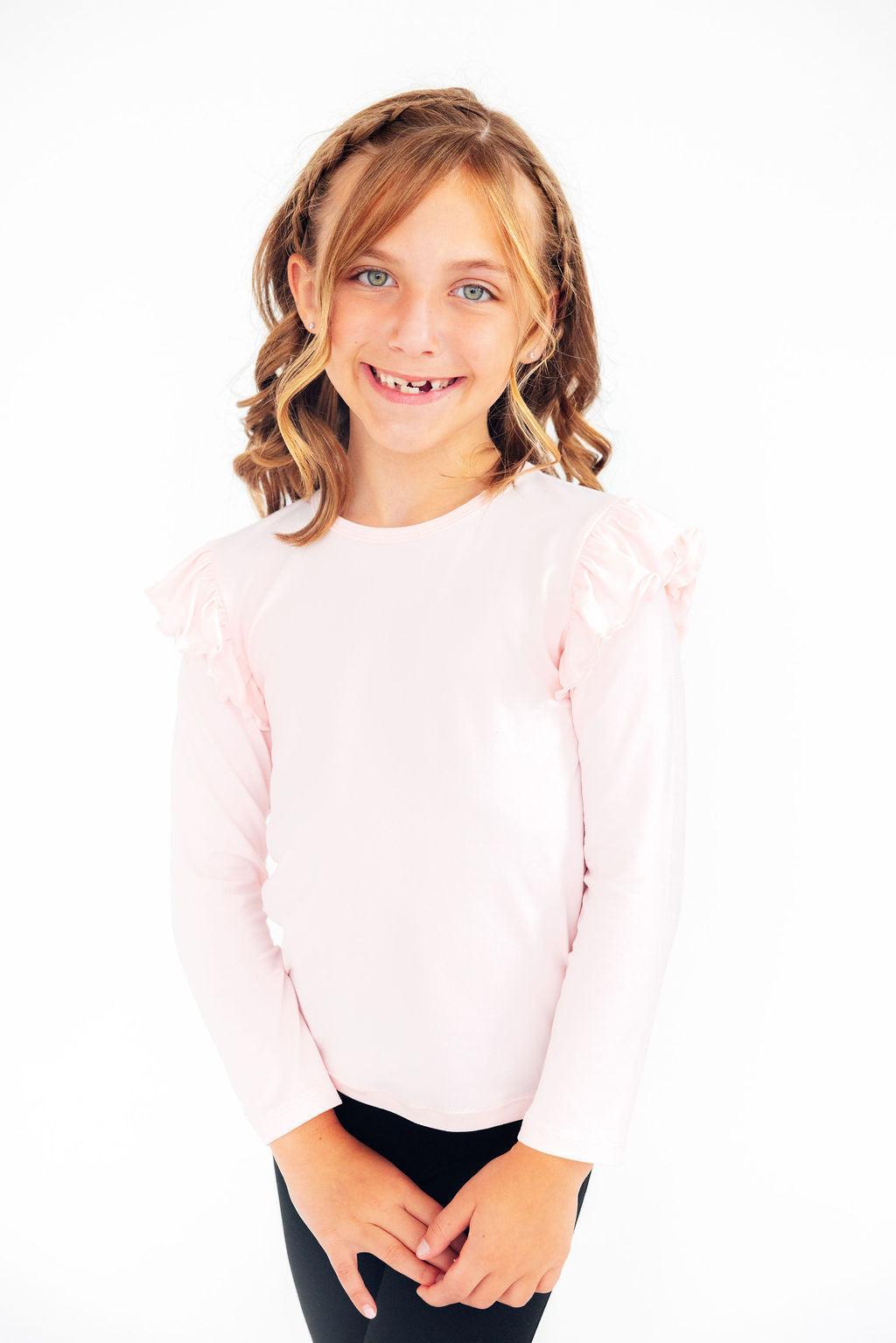 Petal Pink L/S Ruffle Tee by Mila & Rose ®