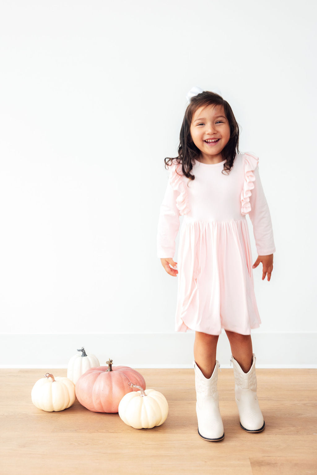Petal Pink L/S Ruffle Twirl Dress by Mila & Rose ®