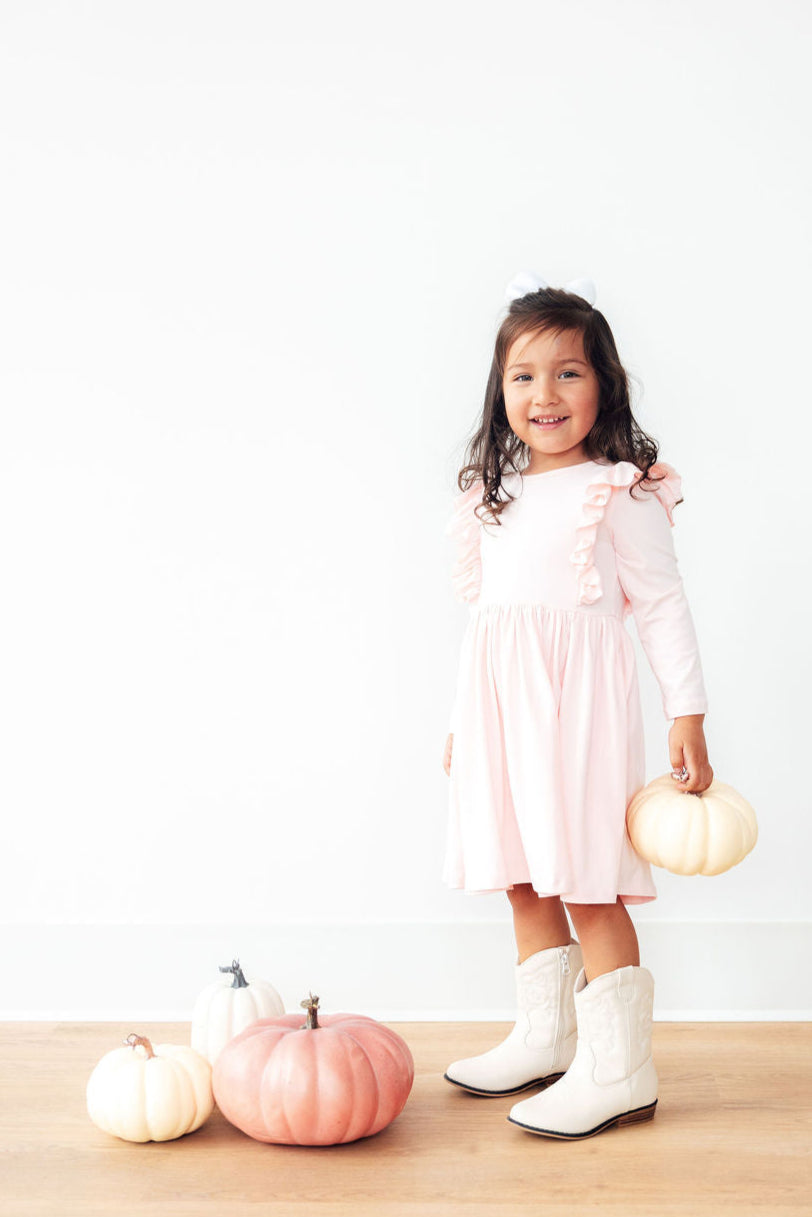 Petal Pink L/S Ruffle Twirl Dress by Mila & Rose ®