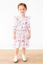 Pink Christmas 3/4 Sleeve Ruffle Twirl Dress by Mila & Rose ®