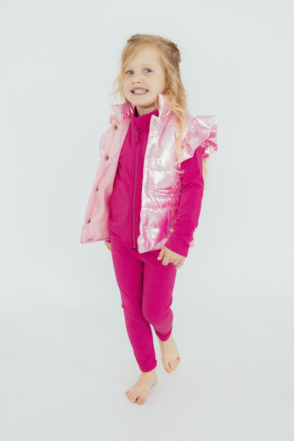 Pink Iridescent Puffer Vest by Mila & Rose ®