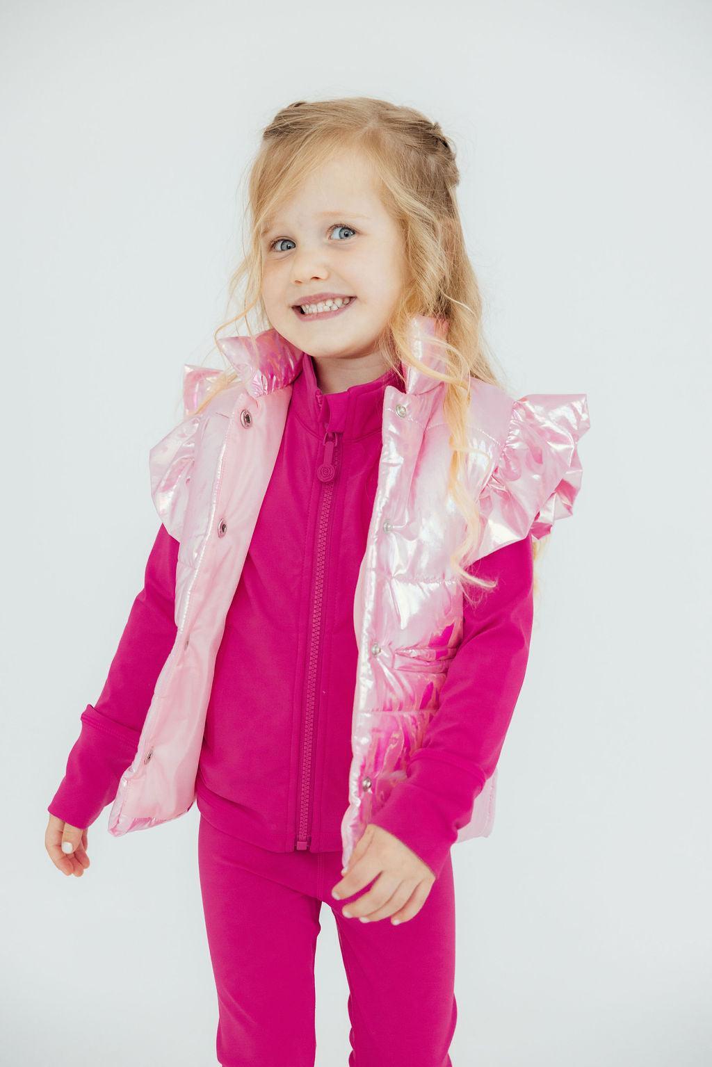 Pink Iridescent Puffer Vest by Mila & Rose ®