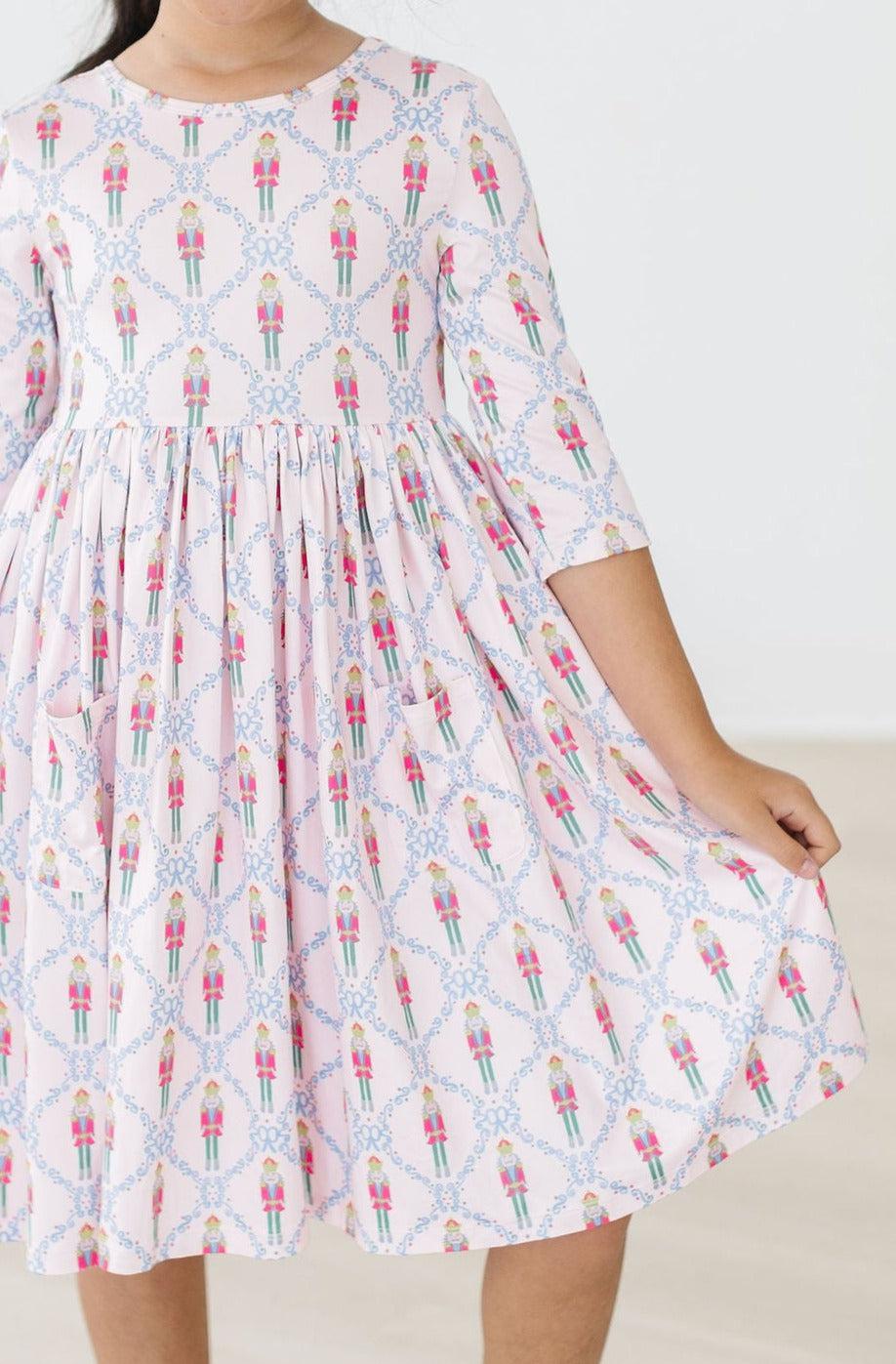 Pink Nutcracker 3/4 Sleeve Pocket Twirl Dress by Mila & Rose ®