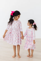 Pink Nutcracker 3/4 Sleeve Pocket Twirl Dress by Mila & Rose ®