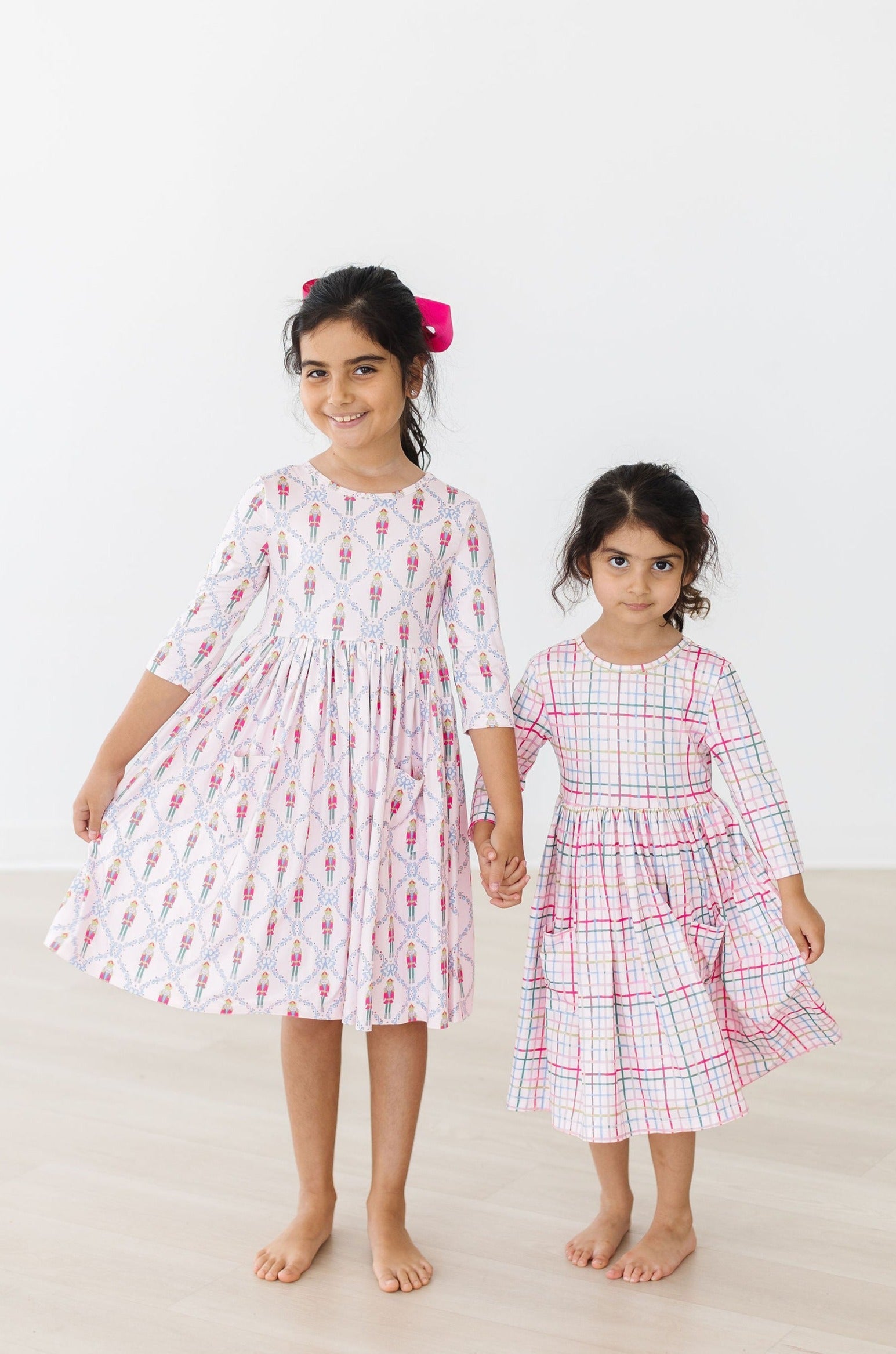 Pink Plaid 3/4 Sleeve Pocket Twirl Dress by Mila & Rose ®