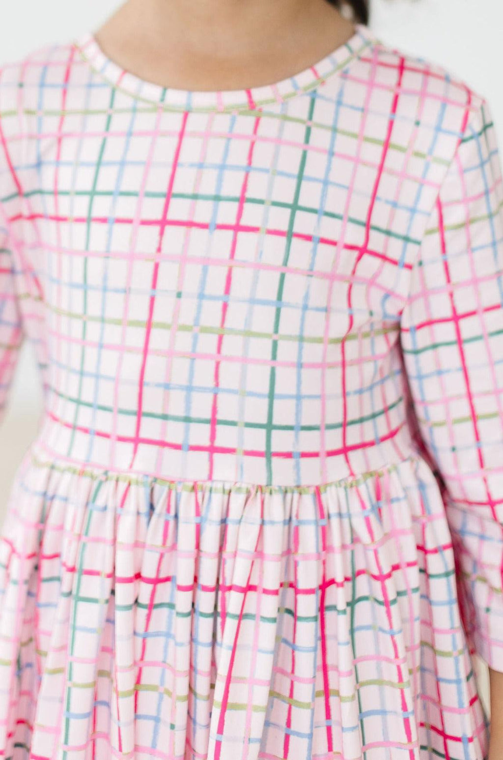 Pink Plaid 3/4 Sleeve Pocket Twirl Dress by Mila & Rose ®
