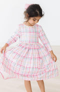 Pink Plaid 3/4 Sleeve Pocket Twirl Dress by Mila & Rose ®