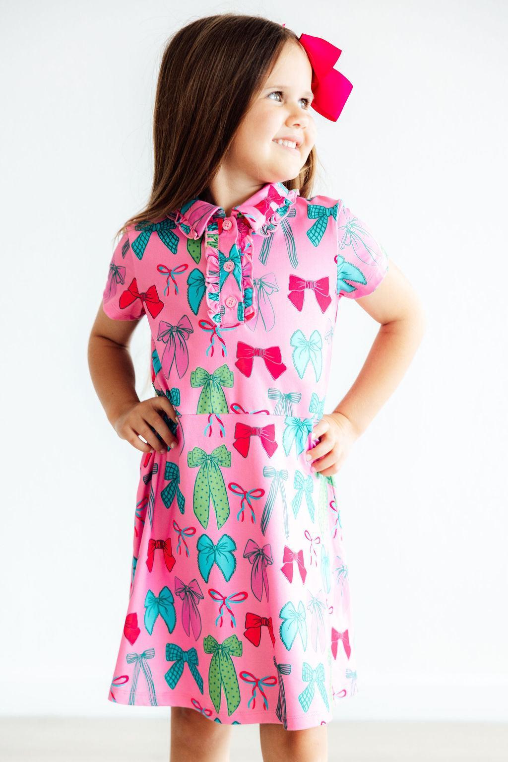 Pink Twirls & Ties S/S Polo Dress by Mila & Rose ®