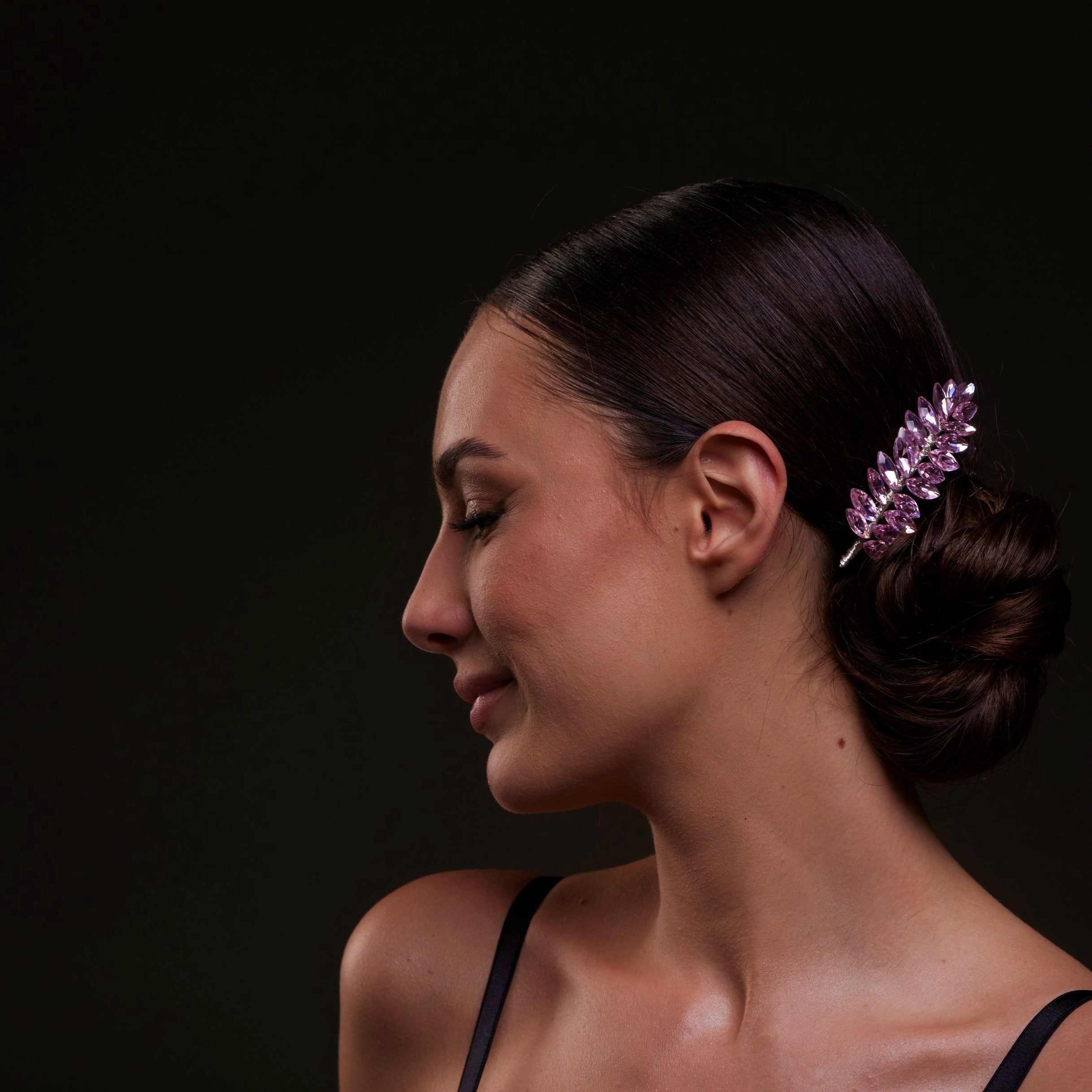 Elegant Pink Crystal Leaf Hair Comb Set by Bridal Port