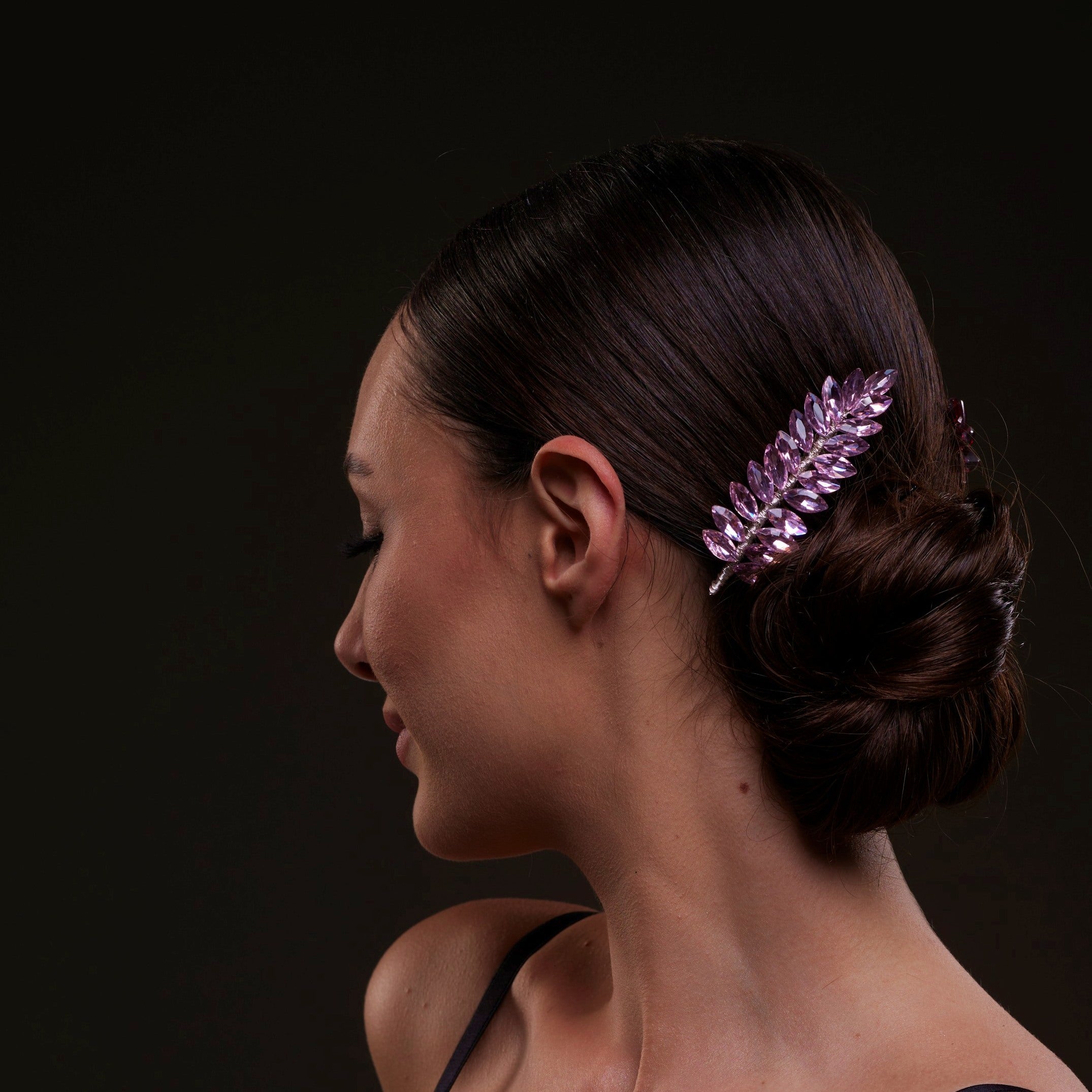 Elegant Pink Crystal Leaf Hair Comb Set by Bridal Port